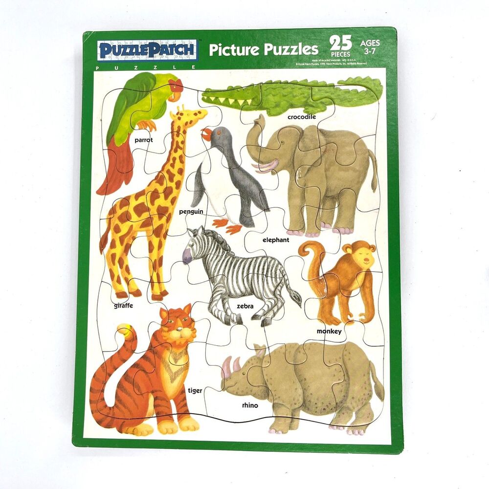 Puzzle Patch 25 Pc Tray Puzzle Vintage 1992 ANIMALS